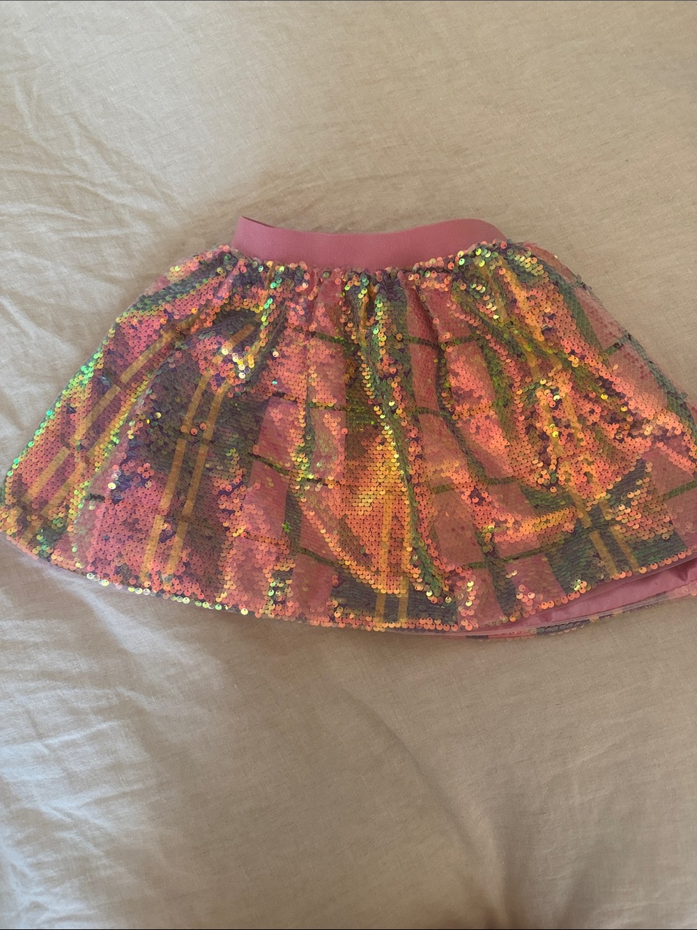 Lola + The Boys Pink Iridescent Sequin Skirt